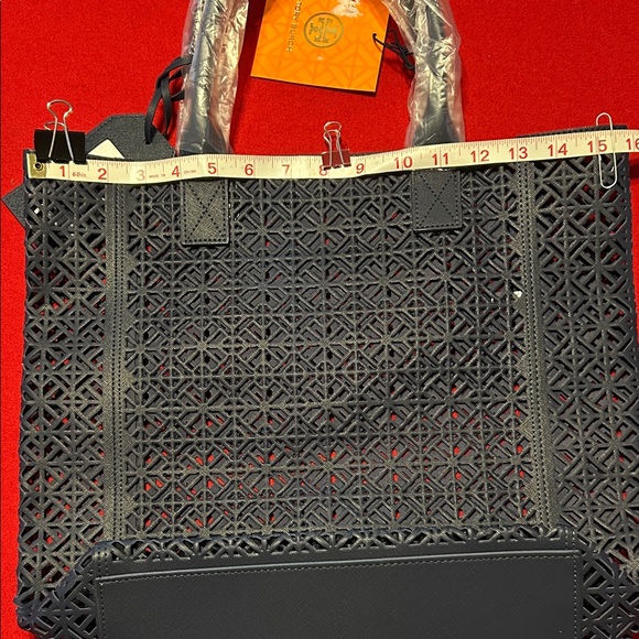 Tory Burch Black Perforated Tote - Picture 3 of 6